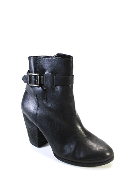 Vince Camuto Women's Round Toe Zip Closure Block Heels Ankle Boot Black Size 7.5