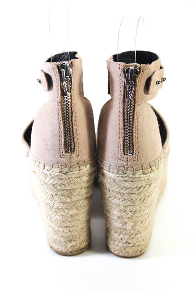 Dolce Vita Womens Open Toe Suede Platform Wedge Espadrille Sandals Beige Size 7.