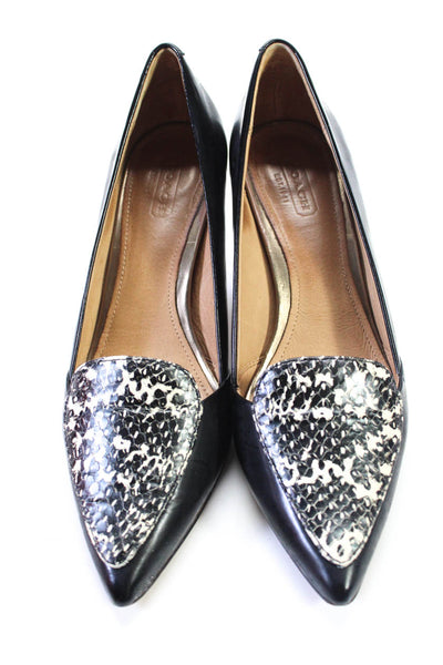 Coach Womens Leather Snakeskin Print Pointed Toe Zayley Pumps Black Size 7 B