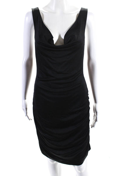 Graham & Spencer Womenbs Silk Cowl Neck Sleeveless Ruched Dress Black Size Small