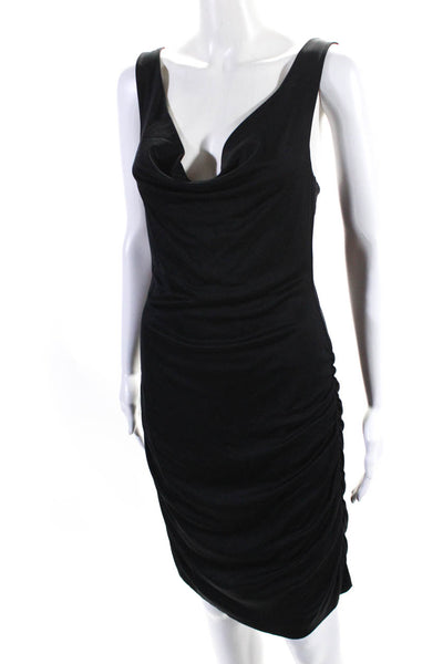 Graham & Spencer Womenbs Silk Cowl Neck Sleeveless Ruched Dress Black Size Small