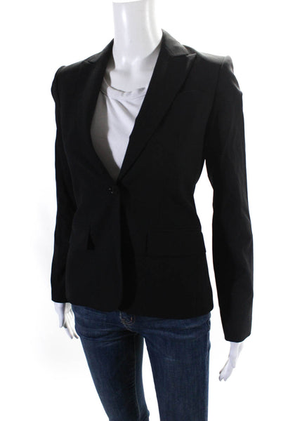 Theory Womens Wool Buttoned Darted Collared Long Sleeve Blazer Black Size 00