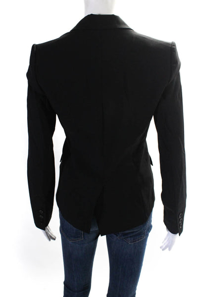 Theory Womens Wool Buttoned Darted Collared Long Sleeve Blazer Black Size 00