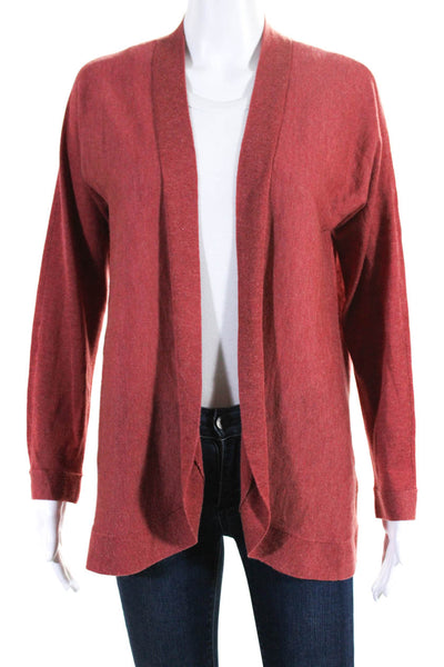 Eileen Fisher Womens Open Front Thin Knit Cardigan Sweater Red Size PM