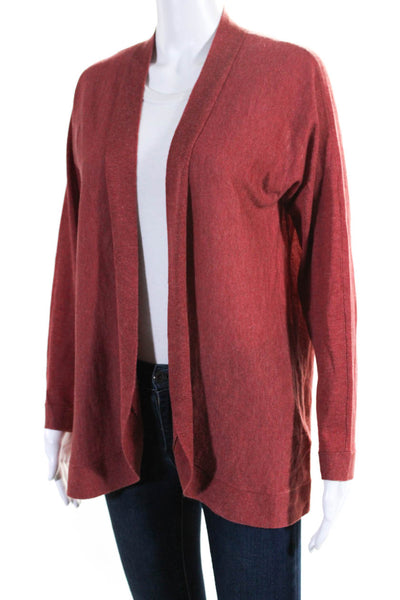 Eileen Fisher Womens Open Front Thin Knit Cardigan Sweater Red Size PM