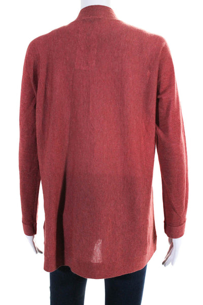 Eileen Fisher Womens Open Front Thin Knit Cardigan Sweater Red Size PM