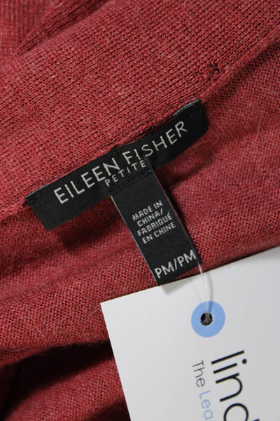 Eileen Fisher Womens Open Front Thin Knit Cardigan Sweater Red Size PM