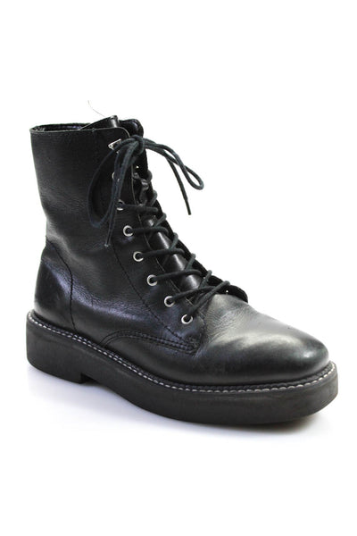 Schutz Womens Leather Round Toe Lace-Up Tied Platform Ankle Boots Black Size 6.5