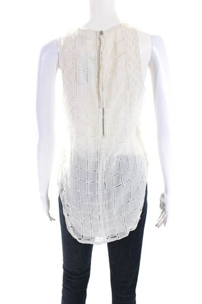 Rag & Bone Womens White Silk Textured Crew Neck Sleeveless Blouse Top Size S