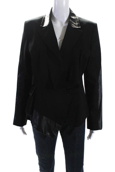 Ivan Grundahl Womens Asymmetrical Buttoned Patchwork Blazer Black Size EUR40