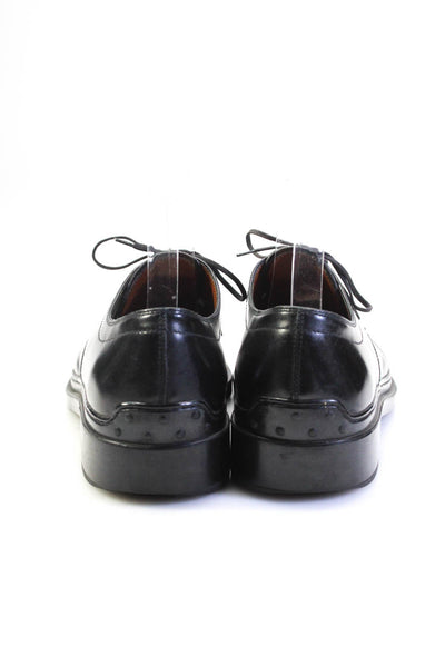 Tods Mens Lace Up Round Toe Oxfords Black Leather Size 8.5