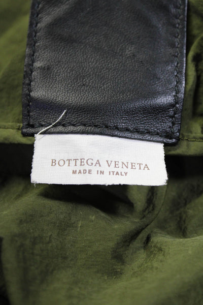 Bottega Veneta Womens Black Green Intrecciato Packable Backpack Bag Handbag