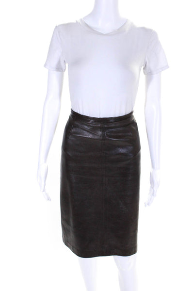 Moschino Cheap & Chic Women's Faux Leather A-Line Mini Skirt Brown Size 12