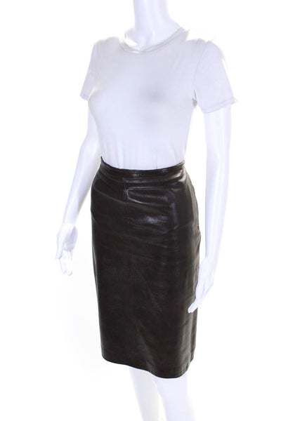 Moschino Cheap & Chic Women's Faux Leather A-Line Mini Skirt Brown Size 12