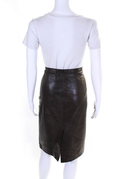 Moschino Cheap & Chic Women's Faux Leather A-Line Mini Skirt Brown Size 12