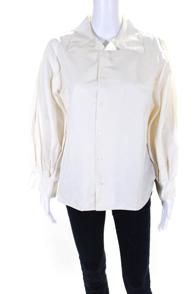 Ralph Lauren Women's Collared Long Sleeves Button Down Shirt Beige Size 14