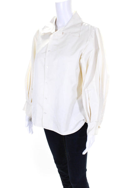 Ralph Lauren Women's Collared Long Sleeves Button Down Shirt Beige Size 14