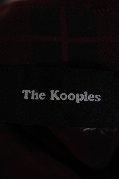 The Kooples Womens Silk Plaid Button Down Shirt Red Black Size Extra Small