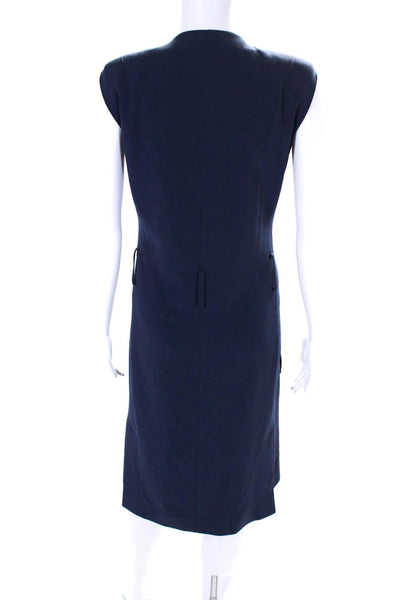 Public School Womens Sleeveless V Neck Inverted Pleated Dress Navy Blue Size 4