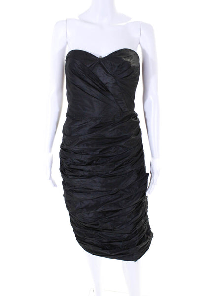 Peter Som Womens Sweetheart Strapless Taffeta Sheath Dress Black Size 8