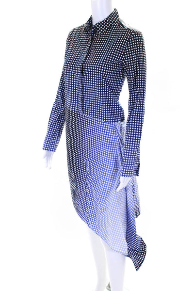 COS Womens Check Print Buttoned Collared Long Sleeve Wrapped Dress Blue Size 2