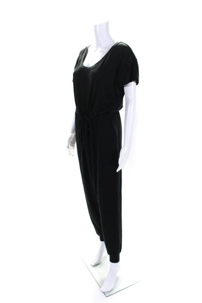 Madewell Womens Cotton Short Sleeve Drawstring Waist Jumpsuit Black Size L