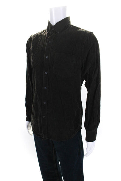 Todd Snyder Men's Collared Long Sleeves Button Down Corduroy Shirt Green Size M