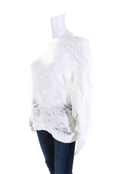 IRO Jeans Womens Cotton Ribbed Hem Distressed 3/4 Sleeve Knit Top White Size S