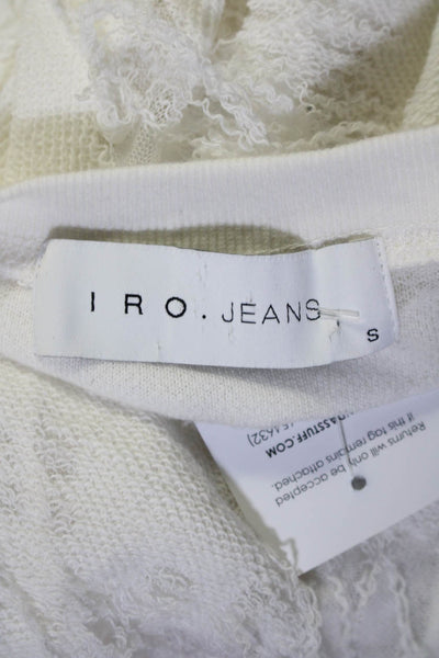 IRO Jeans Womens Cotton Ribbed Hem Distressed 3/4 Sleeve Knit Top White Size S