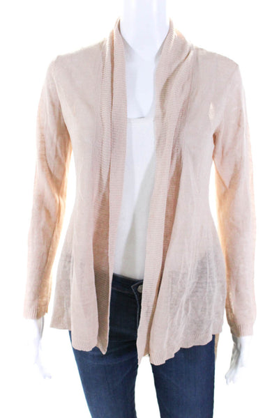 Eileen Fisher Womesn Linen Open Front Lightweight Cardigan Pink Size PP