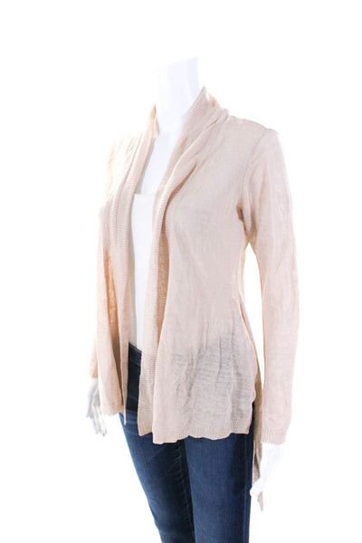 Eileen Fisher Womesn Linen Open Front Lightweight Cardigan Pink Size PP