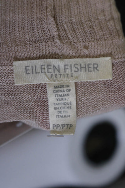 Eileen Fisher Womesn Linen Open Front Lightweight Cardigan Pink Size PP