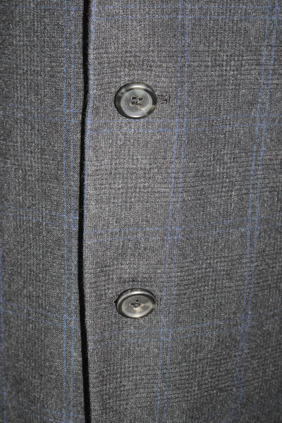 Prada Mens Plaid Three Button Blazer Jacket Black Blue Wool Size EUR 50 Long