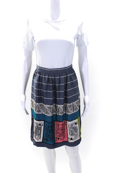 Edme & Esyllte Anthropologie Womens Blue Graphic Print A-Line Skirt Size 8