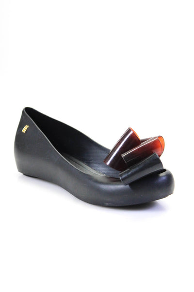 Melissa Womens Black Rubber Embellished Wedge Heels Shoes Size 6