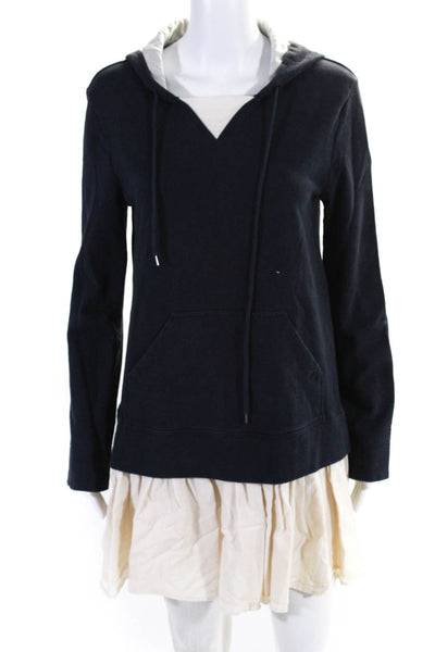 Marc By Marc Jacobs Womens Long Sleeves Hoodie Dress Navy Blue Cotton Size Small