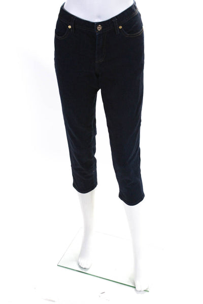 Tory Burch Womens Cotton Zipped Buttoned Dark Wash Capri Pants Blue Size EUR30