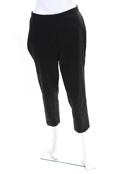 6397 Womens Ruched Elastic Waist Slip-On Tapered Dress Pants Blac Size M