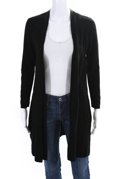 Eileen Fisher Womens Long Sleeve V-Neck Slip-On Draped Cardigan Black Size S