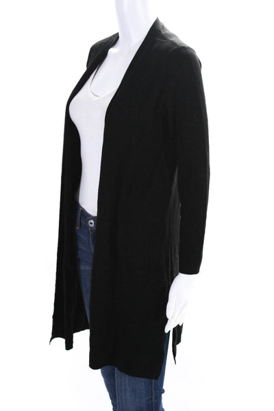 Eileen Fisher Womens Long Sleeve V-Neck Slip-On Draped Cardigan Black Size S