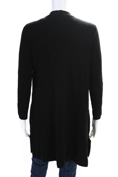 Eileen Fisher Womens Long Sleeve V-Neck Slip-On Draped Cardigan Black Size S