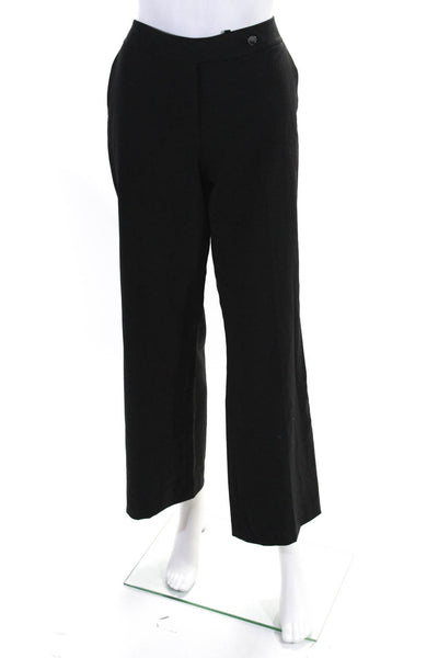 Calvin Klein Womens Hook & Eye Buttoned Zipped Straight Leg Pants Black Size 10P