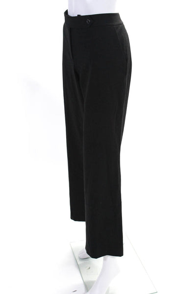 Calvin Klein Womens Hook & Eye Buttoned Zipped Straight Leg Pants Black Size 10P