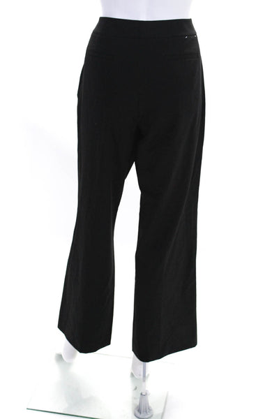 Calvin Klein Womens Hook & Eye Buttoned Zipped Straight Leg Pants Black Size 10P