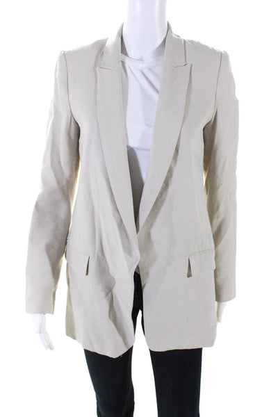 Zara Womens Long Sleeve Open Front Pointed Lapel Blazer Jacket Beige Size XS