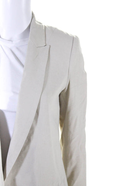 Zara Womens Long Sleeve Open Front Pointed Lapel Blazer Jacket Beige Size XS