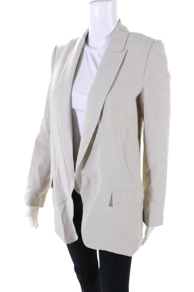 Zara Womens Long Sleeve Open Front Pointed Lapel Blazer Jacket Beige Size XS