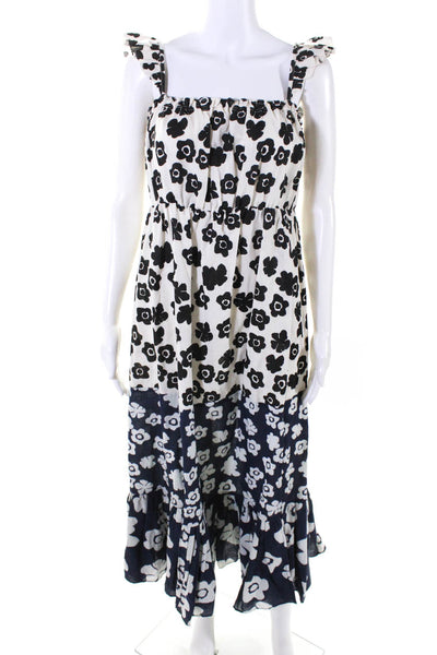 A Piece Apart Womens Linen Blend Floral Print Sleeveless Maxi Dress White Size 6