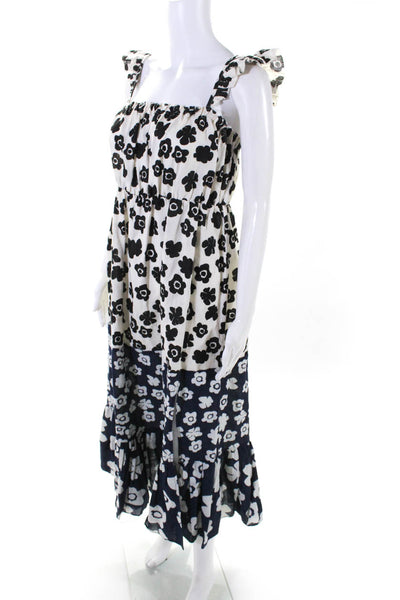 A Piece Apart Womens Linen Blend Floral Print Sleeveless Maxi Dress White Size 6