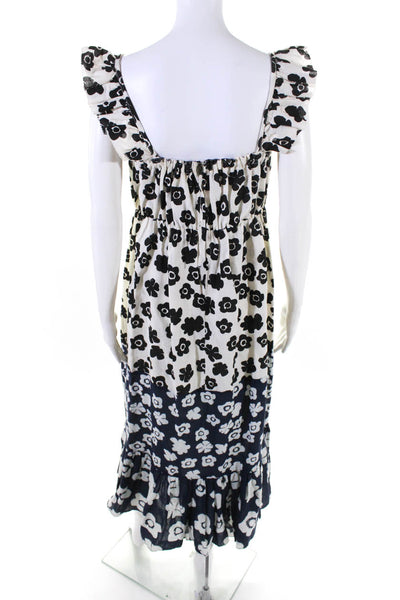 A Piece Apart Womens Linen Blend Floral Print Sleeveless Maxi Dress White Size 6